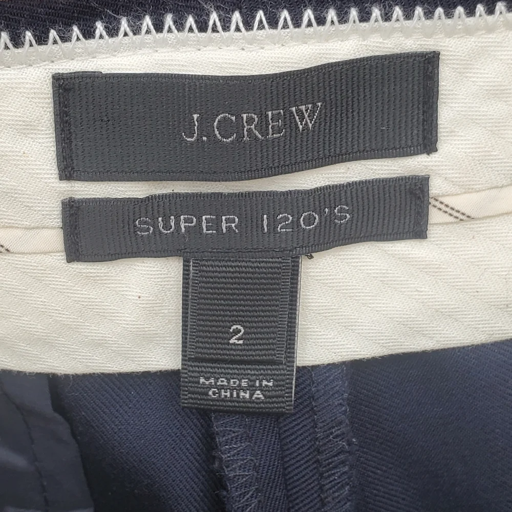 ♤ J Crew Italian 120s Wool Suit Pants Navy Blue Straight Leg Size 2